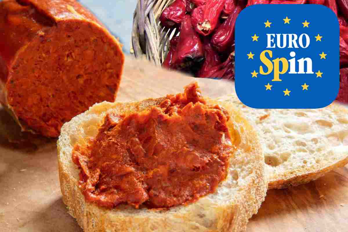 La 'nduja sul pane e il logo dell'Eurospin
